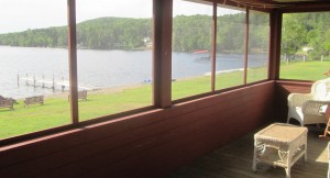 Woodcock lake front view cabin with screened in porch